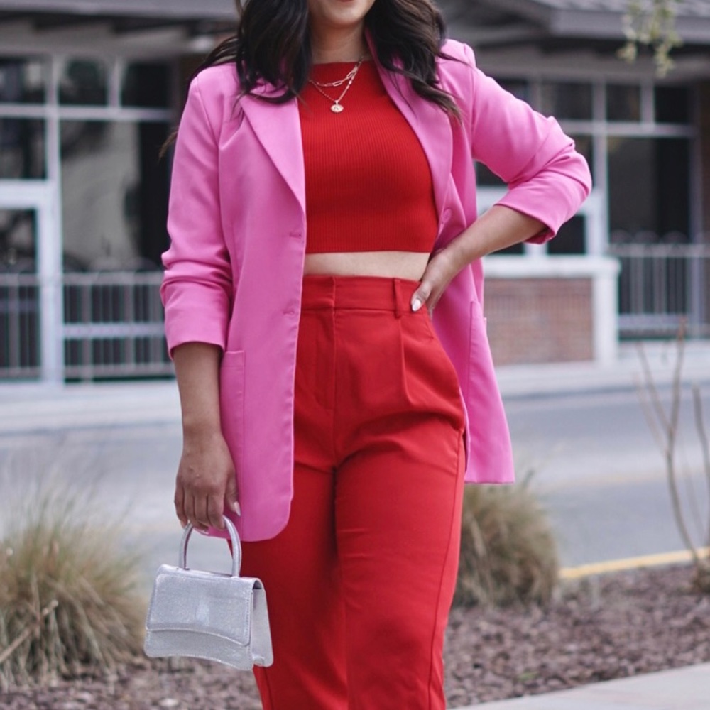 Shein Small Solid Pocket Front Single Breasted Bl… - image 1